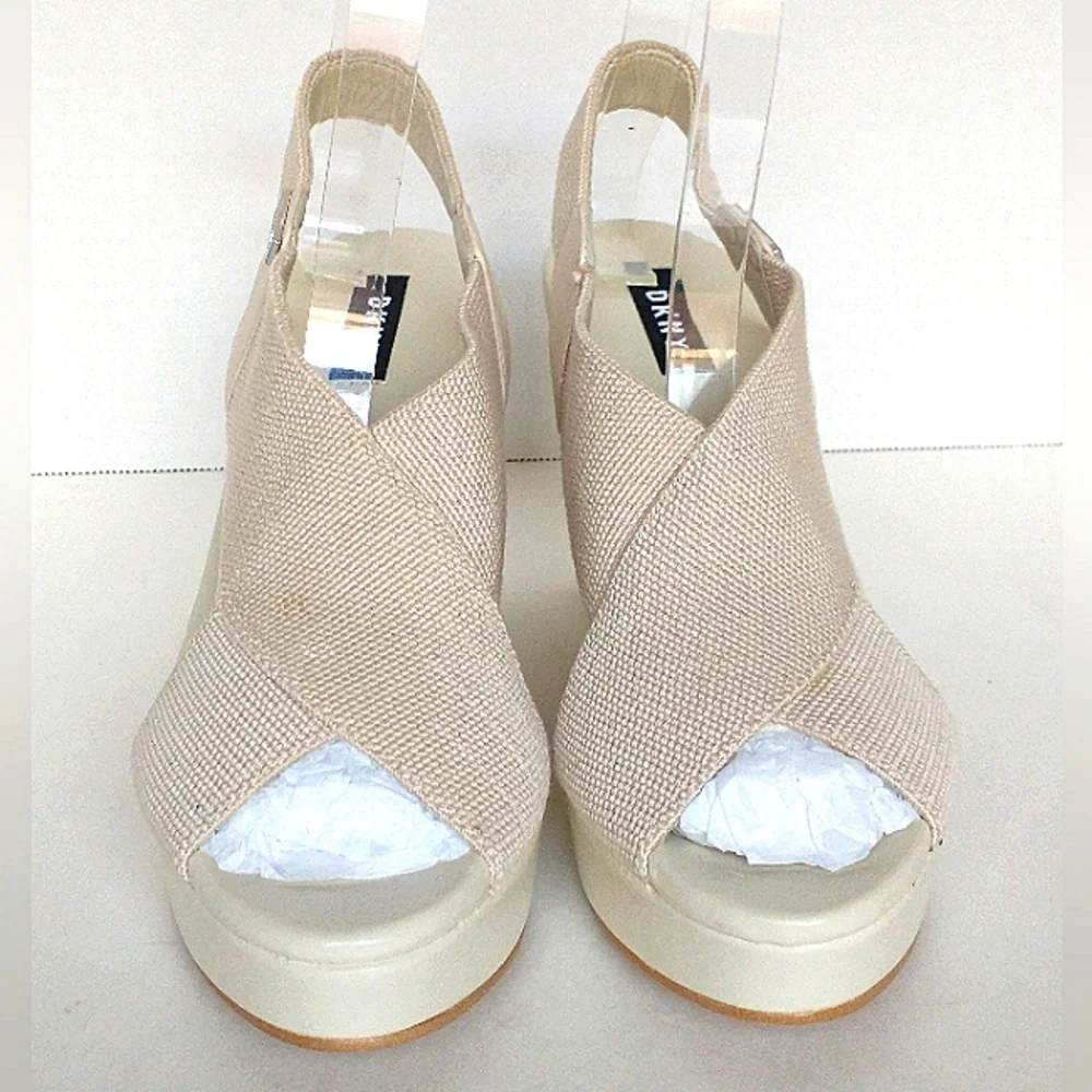 New w/o Box DKNY Genuine Leather Slingback Wedge Sandals Size 8